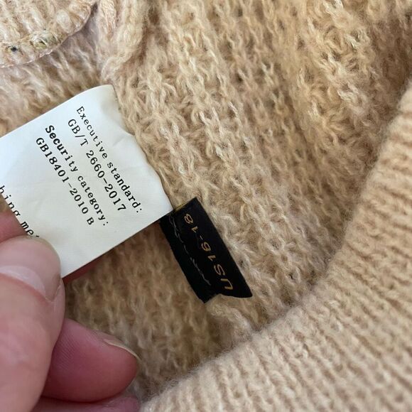 Annah Hariri Pollina Knit Pull On Flare Pants Beige XL 16 18 - Picture 7 of 7